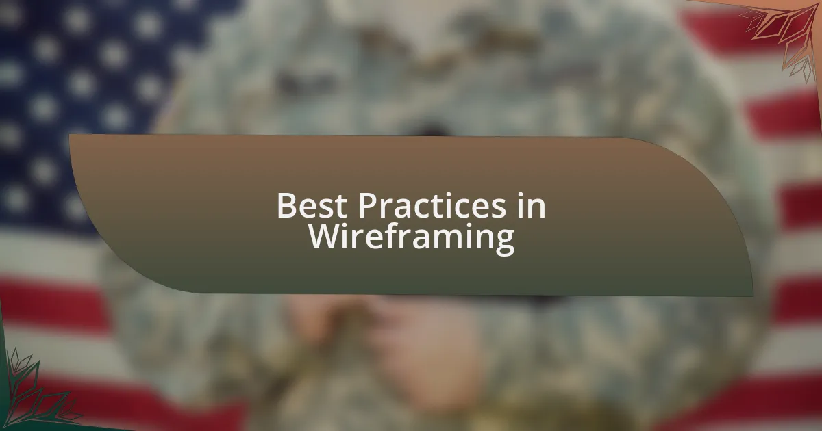 Best Practices in Wireframing