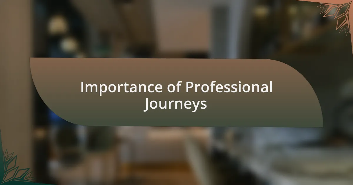 Importance of Professional Journeys