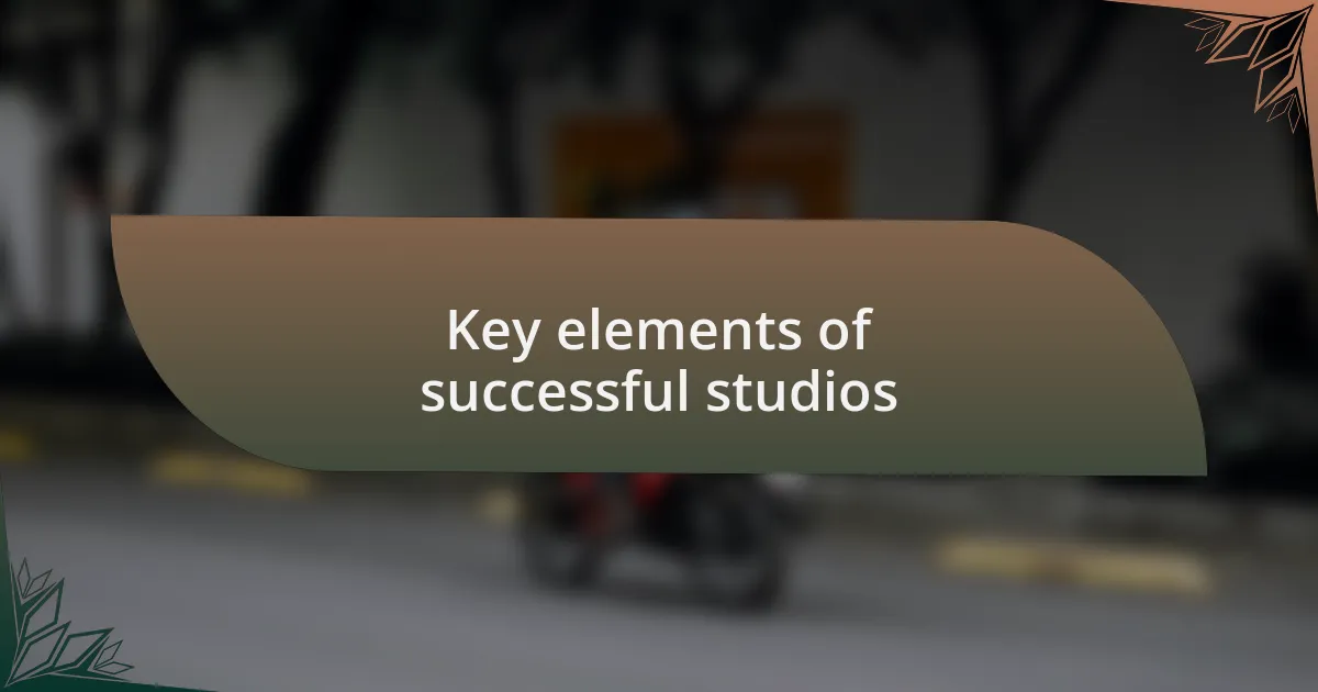 Key elements of successful studios