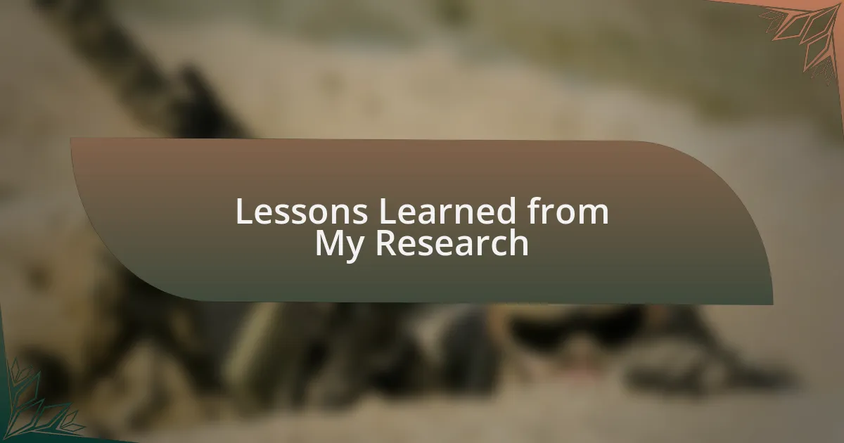 Lessons Learned from My Research