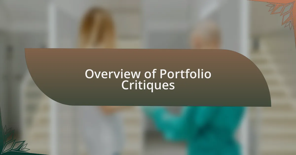 Overview of Portfolio Critiques