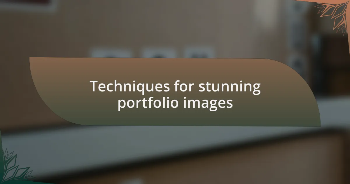 Techniques for stunning portfolio images