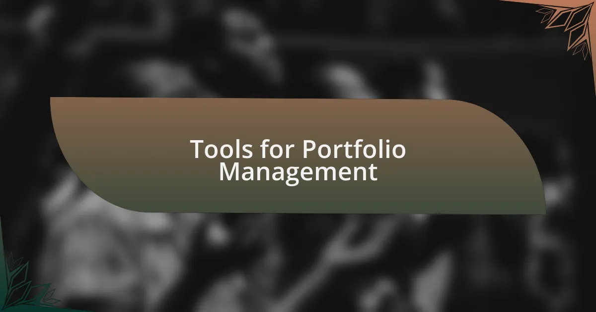 Tools for Portfolio Management